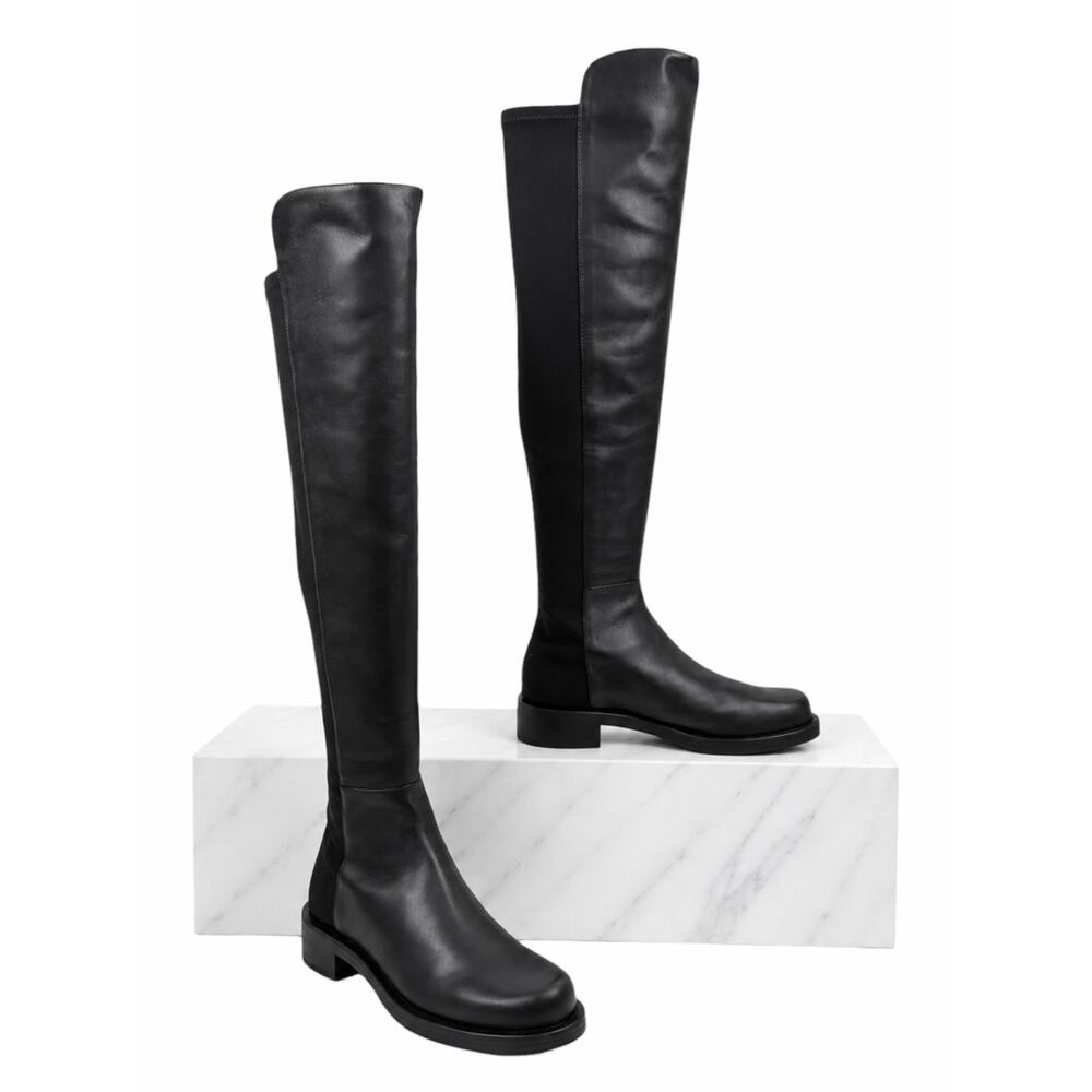 Stuart Weitzman 5050 Bold Over the Knee Leather Boots Black Size 8B
